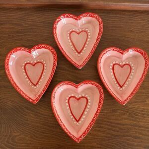 Studio 33 Heart Dishes Set of 4 Pink Red Valentine’s Day Wedding Bridal Shower